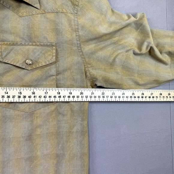 VTG BC Ethic Shirt Men M Pearl Snap Western Plaid Beige Cowboy Rancher Rodeo - Picture 5 of 8